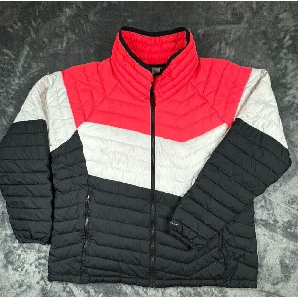 Columbia Women Omni-heat Powder Lite Blocked FittedJacket Red White‎ Blk 2X
